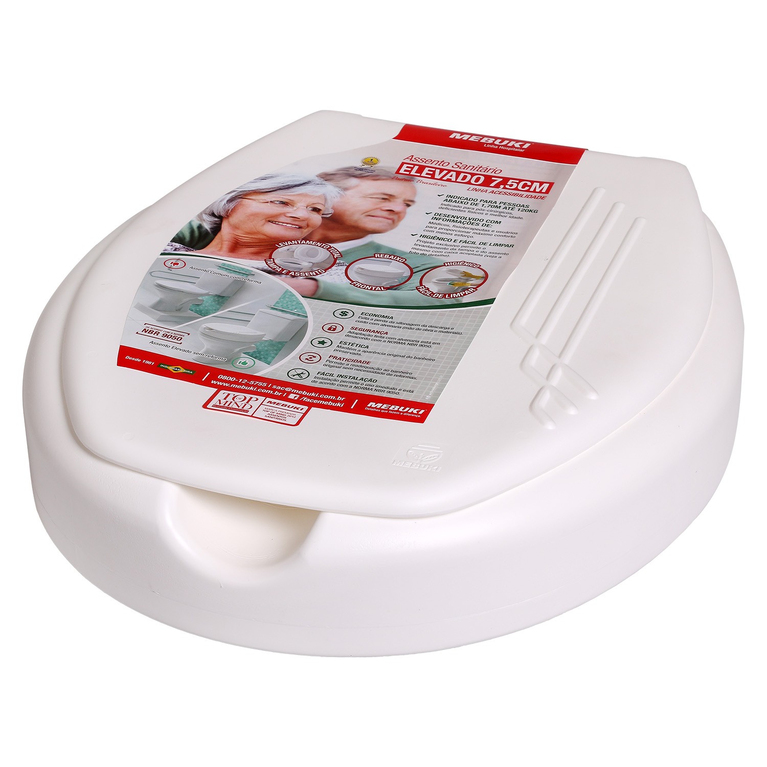 ASSENTO ELEVADO SANITÁRIO OVAL 7,5cm - MEBUKI